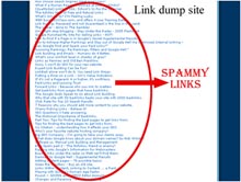 Spammy links dumped in a site